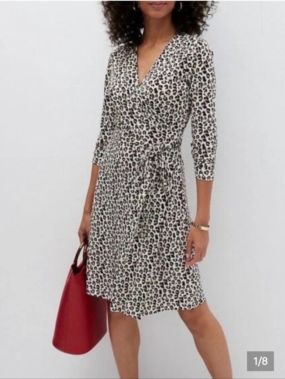 Banana Republic Leopard Print Wrap Dress (Black, Tan & Cream)
